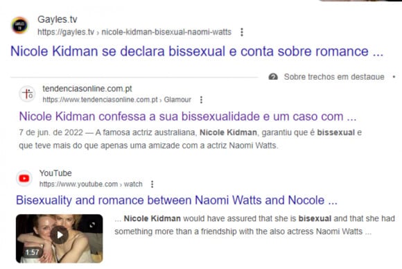 Nicole Kidman foi envolvida em rumor envolvendo sua sexualidade