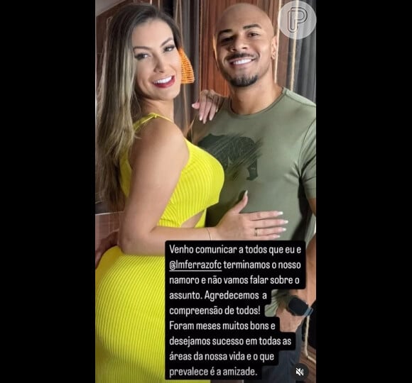 Andressa Urach revelou fim do namoro com Lucas Ferraz