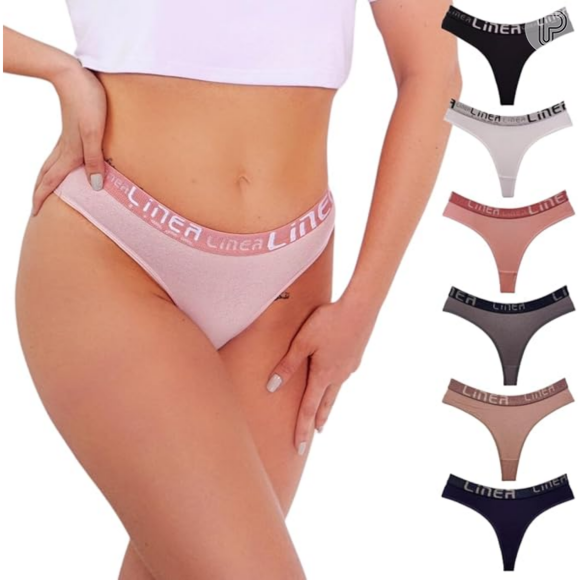 6 Calcinhas Cós Alto Fio Dental Lingerie, PRIMON'S