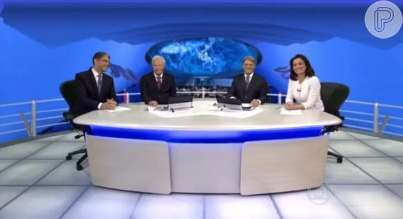 Cid Moreira, William Bonner, Renata Vasconcellos e Sérgio Chapelin dividiram a bancada do 'Jornal Nacional' em 2015