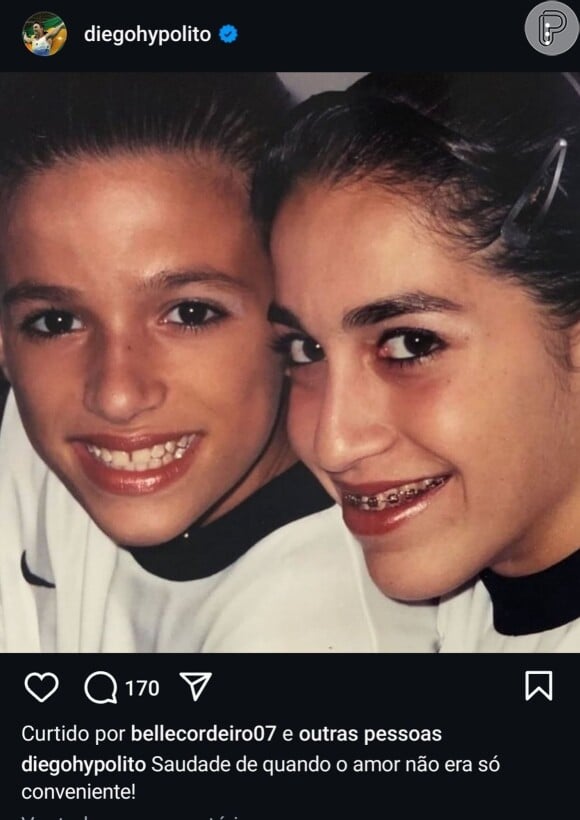 Diego Hypólito publicou uma foto antiga de Jade Barbosa e Daniele Hypólito. 'Saudade de quando o amor não era só conveniente', ele legendou