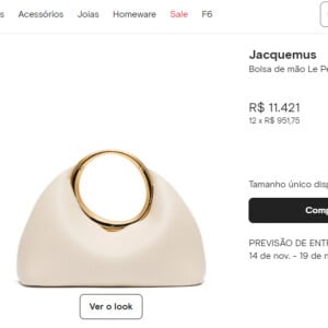 Segundo o site da Farfetch, a bolsa de luxo francesa está avaliada em R$ 11.421.