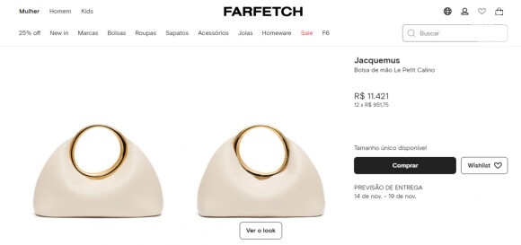 Segundo o site da Farfetch, a bolsa de luxo francesa está avaliada em R$ 11.421.