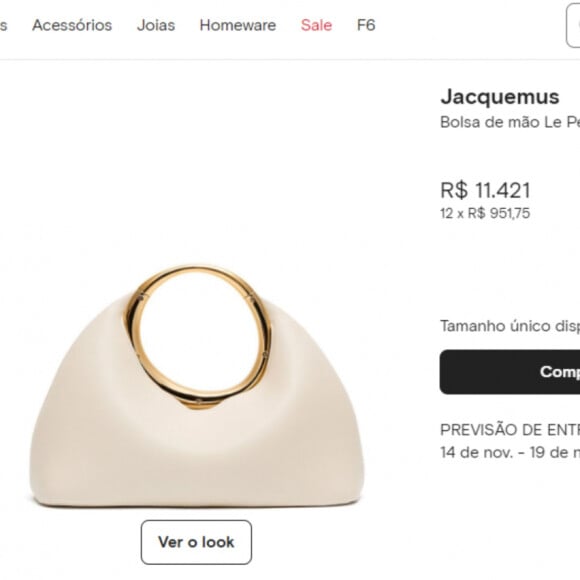 Segundo o site da Farfetch, a bolsa de luxo francesa está avaliada em R$ 11.421.