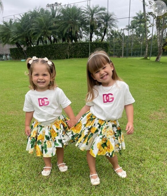 Filhas de Virgínia e Zé Felipe, Maria Alice e Maria Flor usaram looks iguais