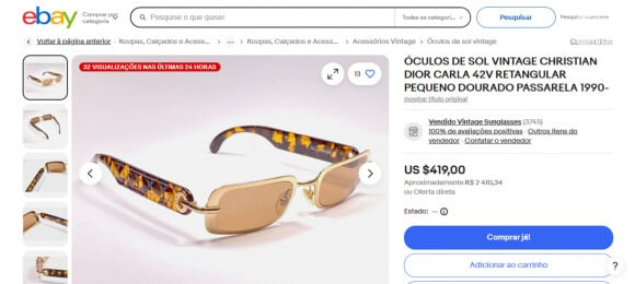 Como trata-se de um modelo vintage da Dior, fica meio difícil de encontrar nas lojas. Provavelmente o consumidor só vai conseguir encontrar o óculos em plataformas como o eBay.