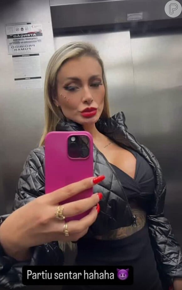 Andressa Urach surgiu já pronta em sua rede social e avisou: 'partiu sentar'