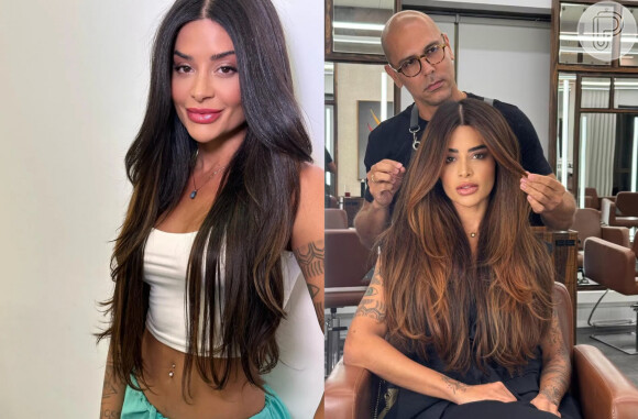 Aline Campos adota mechas e vira morena iluminada