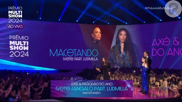 Ivete Sangalo esqueceu de citar Ludmilla, sua parceira na música 'Macetando' ao ganhar o Prêmio Multishow 2024