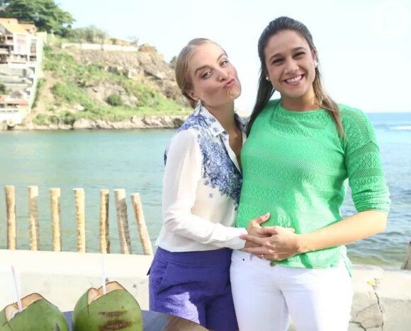 Angélica brincou com a barriga de grávida de Fernanda Gentil durante gravação do 'Estrelas'