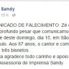 Assessoria de Sandy lamentou em nota oficial a morte do avô da cantora, Zé do Rancho: 'Momento de muita tristeza'