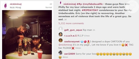 Nicki Minaj também lamentou morte de Day Day: 'Tão triste'