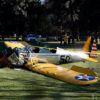 O avião monomotor caiu em um campo de golfe em Los Angeles