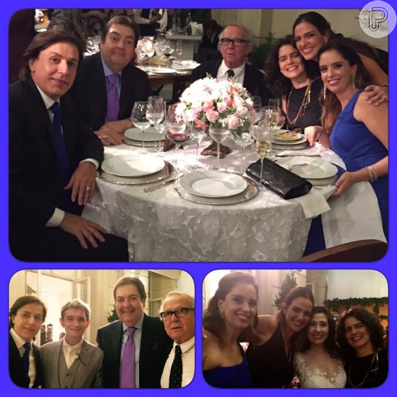 Convidados do casamento de Serginho Groisman e Fernanda Molina posam com noivos