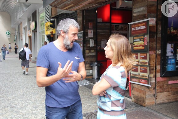 Alexandre Borges e Cissa Guimarães gravam quadro do 'Vídeo Show' em ruas do Rio, nesta quarta-feira, 15 de abril de 2015