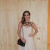 Tania Khalill escolheu look Animale para o primeiro dia da São Paulo Fashion Week, na segunda-feira, 13 de abril de 2015 