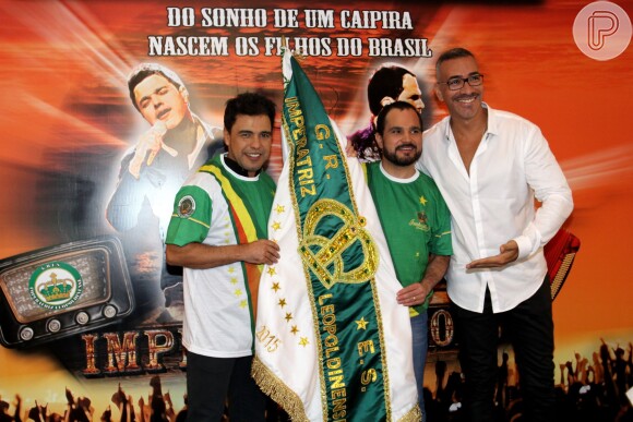 Zezé Di Camargo & Luciano com o carnavalesco da Imperatriz, Cahê Rodrigues