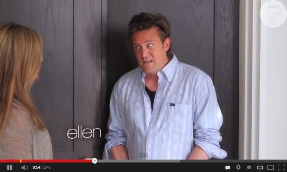Matthew Perry fica nervoso com Jennifer Aniston em esquete gravada para o 'The Ellen Degeneres Show'