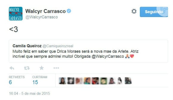 Camila Queiroz, que fará a filha de Drica Moraes em 'Verdades Secretas' comemora chegada da atriz no elenco pelo Twitter. 'Muito feliz em saber. Atriz incrível'