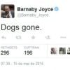 Barnaby Joyve, Ministro da Agricultura australiano, escreveu em seu perfil oficial do Twitter: 'Cães se foram'