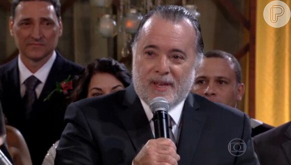 Tony Ramos se emocionou ao participar da celebração do colega da TV Globo