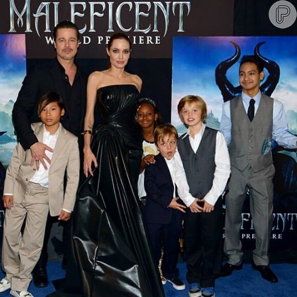 A atriz estrelou o filme 'Malévola' no ano passado e levou os filhos para conferirem a première