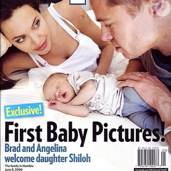 O casal Bragelina foi capa da revista 'People' quando a filha Shiloh, de 9 anos, nasceu