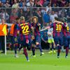 Neymar e Messi comemoram um dos gols do Barcelona, campeão da Liga dos Campeões pela quinta vez
