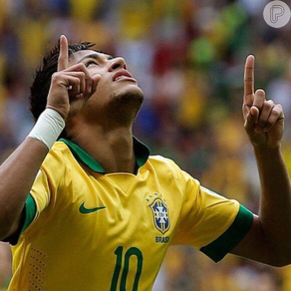 Neymar posta mensagem no Instagram parabenizando a todos pela vitória do Brasil sobre o Japão em 15 de junho de 2013