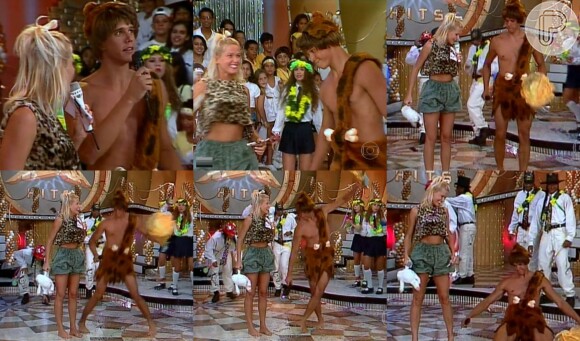 Em 1995, Marcio Garcia se vestiu de Bambam no 'Xuxa Hits' e encantou Xuxa ao mostrar que tem samba no pé