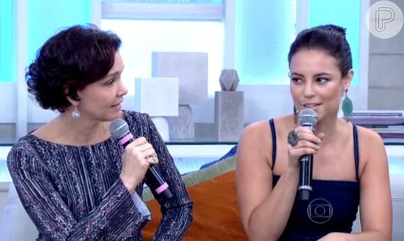 Paolla Oliveira foi ao programa 'Encontro' acompanhada por Julia Lemmertz, que vai viver a sua mãe na novela 'Além do Tempo'