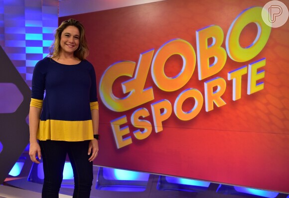 Na reta final da gravidez, Fernanda Gentil também assumiu a apresentação do 'Globo Esporte' no Rio. 'Estou me sentindo bem disposta. Gosto muito de trabalhar'