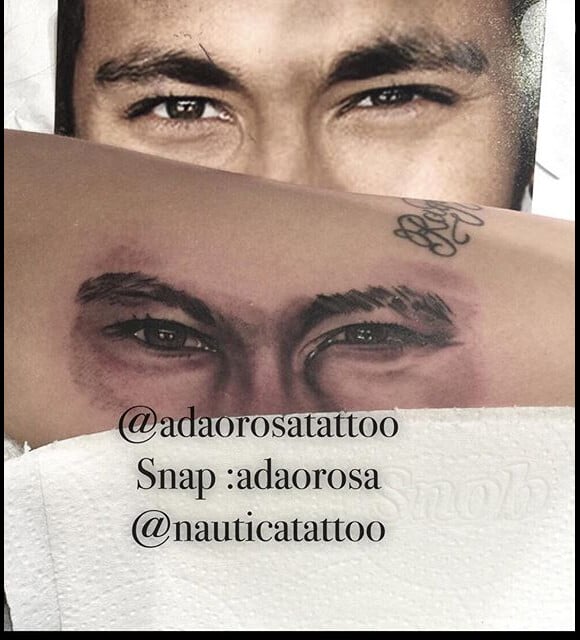 Rafaella Santos tatuou os olhos do irmão Neymar em seu braço
