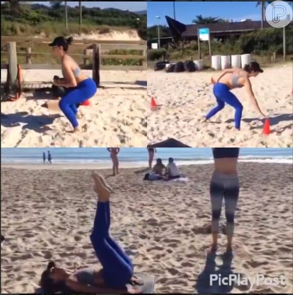 Em 4 de junho desse ano, Isis Valverde publicou um vídeo de seu treino funcional em uma praia no Rio de Janeiro
