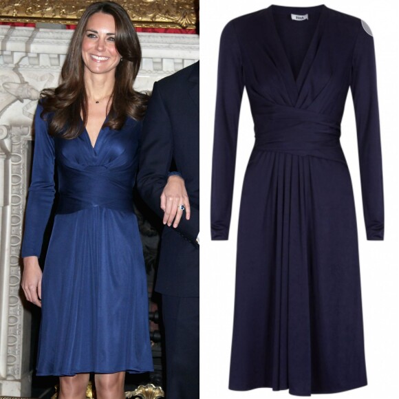 Depois de quase cinco anos, vestido que esgotou após ser usado por Kate Middleton em sua celebração de noivado volta a ser vendido no valor de 575 libras (aproximadamente R$ 2900)