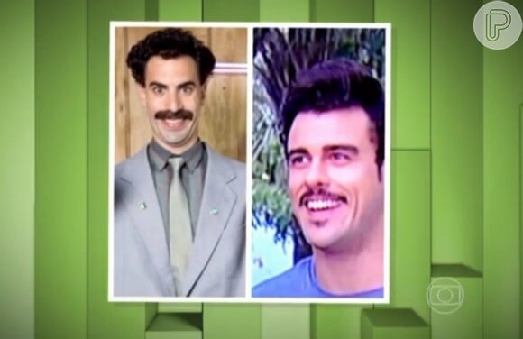 Durante o 'Vídeo Show' de quinta-feira, Otaviano Costa mostrou uma montagem enviada por um telespectador do programa comparando Joaquim Lopes com Borat, personagem criado por Sacha Baron Cohen