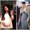 Kim Kardashian postou uma foto no Instagram exibindo o barrigão num look justinho nesta terça-feira, 28 de julho de 2015, e poucos dias antes compartilhou um registro na mesma rede social com uma peça colada ao corpo, porém, exibindo uma barriga mais discreta