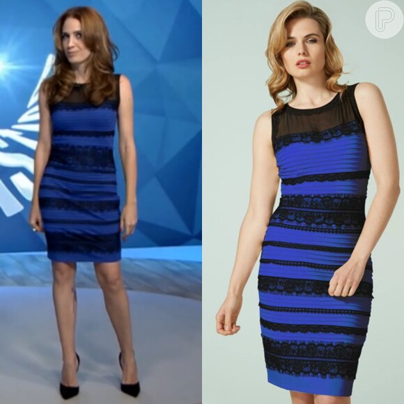 No dia 1º de março, Poliana usou o polêmico vestido azul e preto, que deu o que falar na internet por ter sido visto branco e dourado