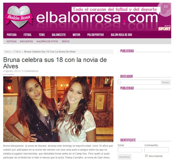 O 'El Balón Rosa' destacou a comemoração do aniversário de 18 anos de Marquezine, no qual Thaissa Carvalho, namorada de Daniel alves, esteve presente