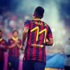 O jogador Neymar veste a camisa 11 do Barcelona, time catalão