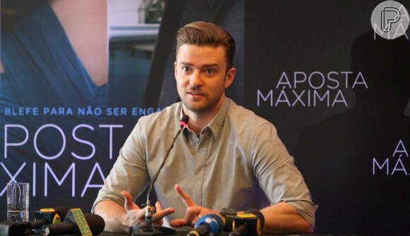 Justin Timberlake conversou com a imprensa sobre a carreira na música e sobre o filme que 'Aposta Máxima' que estreia no Brasil nas próximas semanas