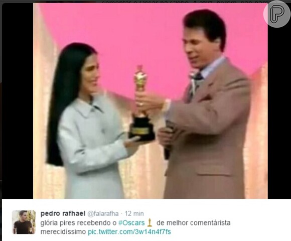 'Glória Pires recebendo o Oscar de Melhor comentarista', brincou um interauta no domingo (28)