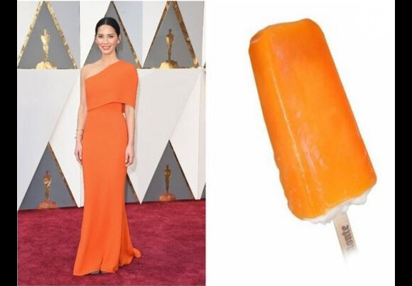 O look laranja Stella McCartney usado por Olivia Munn no Oscar 2016 foi comparado a um picolé