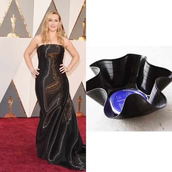 O look de Kate Winslet no Oscar 2016 também foi comparado a um disco de vinil
