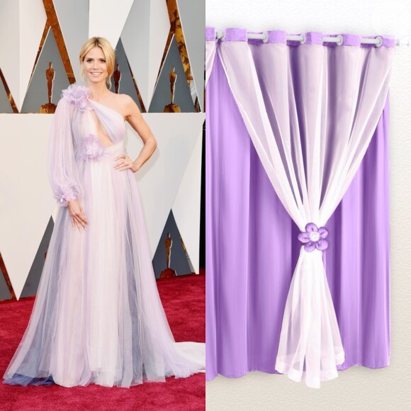 Em outro meme, o vestido Marchesa de Heidi Klum no Oscar 2016 foi comparado a uma cortina