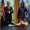 Wesley Safadão brincou com a estátua de cera do presidente dos Estados Unidos, Barack Obama