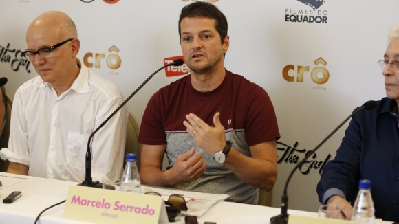 Marcelo Serrado e Aguinaldo Silva participam da coletiva de 'Crô - O Filme'