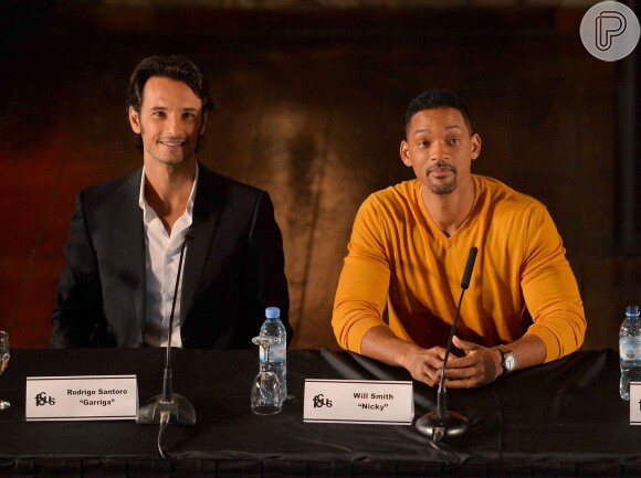 Will Smith e Rodrigo Santoro divulgaram o filme 'Focus' na Argentina nesta quarta-feira (20 de novembro de 2013)