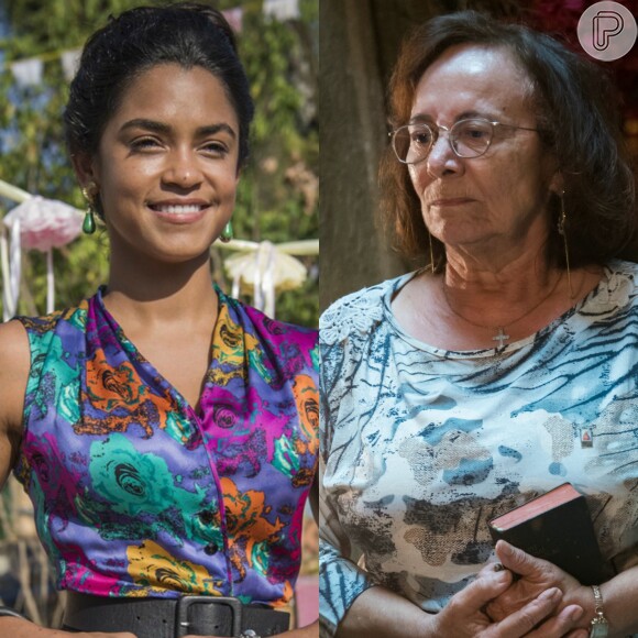 Luzia (Lucy Alves) se arrepende e pede perdão à Piedade (Zezita Matos), na novela 'Velho Chico'