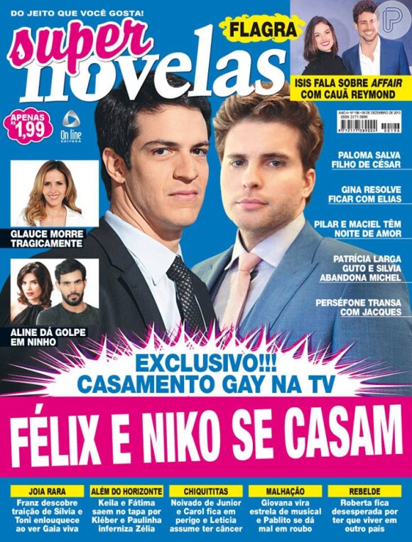 A revista 'Super Novelas' desta quarta-feira, 4 de dezembro afirma que Niko (Thiago Fragoso) e Félix (Mateus Solano) protagonizarão um casamento gay em 'Amor à Vida'